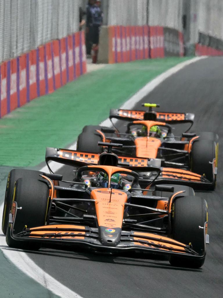 The McLaren’s got a 1-2 in the Sprint. (Photo by NELSON ALMEIDA / AFP)