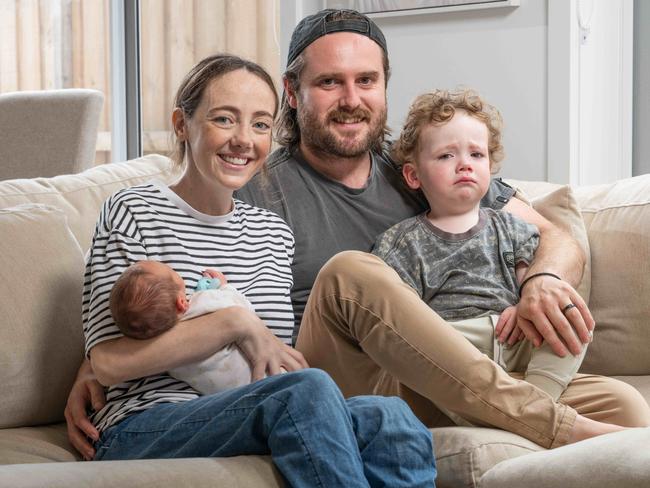 24-04-2025 Asiling Cotter with husband Mitch and sons Oscar and Teddy is struggling with partial, spontaneous paralysis. Picture: Brad Fleet