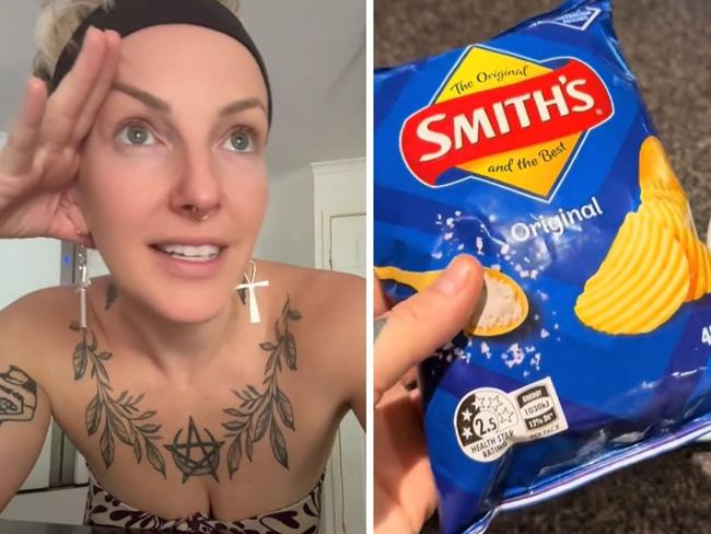 An Aussie woman has been left baffled by the reality of Smith's chips. Picture: TikTok