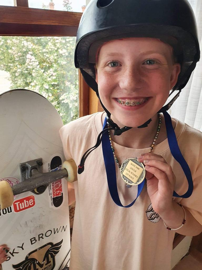 Charlotte Leppard will be able to spend more time on her beloved skateboard with the help of a new Cystic Fibrosis treatment. Picture: Carrie Leppard via NCA NewsWire