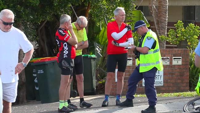 Fellow cyclists were in shock following the collision involving one of their riding mates and a garbage truck at Toormina on Thursday morning, November 10. Picture: Frank Redward