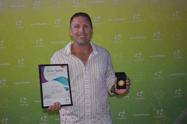 Mackay Touch Football president Jason Miller accepted Chris Breckell's Senior Sports Award at the Mackay Australia Day awards at the MECC on January 25, 2022. Picture: Lillian Watkins