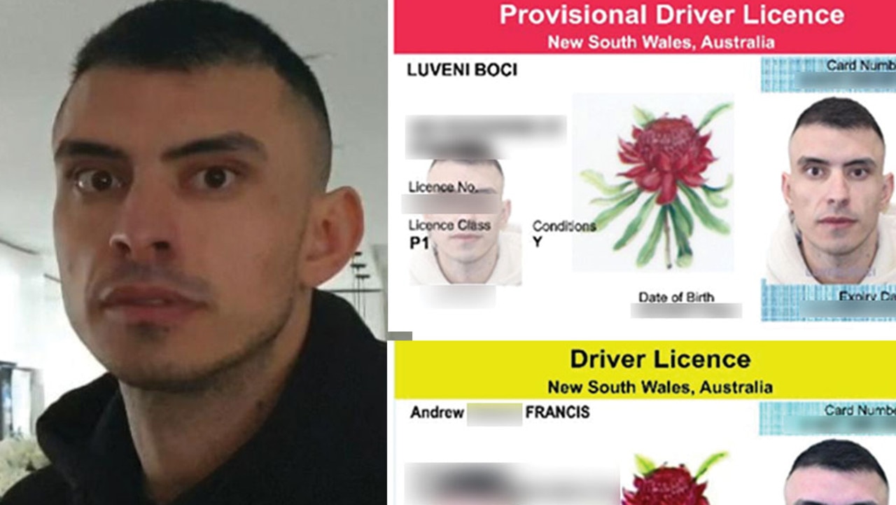 Wanted bikie Mark Horne could be using two fake drivers licences. Pictures: Supplied