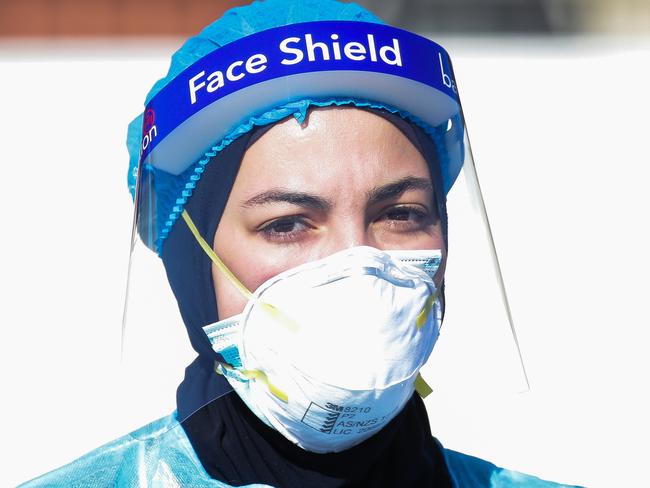 SYDNEY, AUSTRALIA - Newswire Photos AUGUST 20, 2021: A nurse is seen working at the the Auburn Drive-through and Walk-in Covid-19 Testing Clinic in Sydney. Picture: NCA Newswire /Gaye Gerard