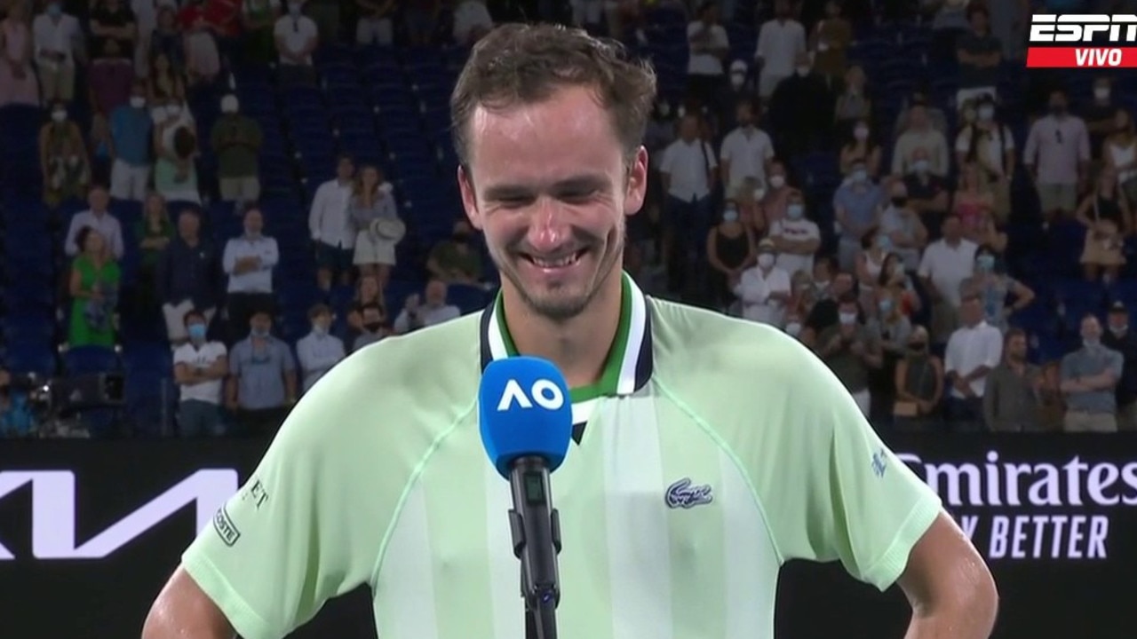 Daniil Medvedev reacts to being booed.