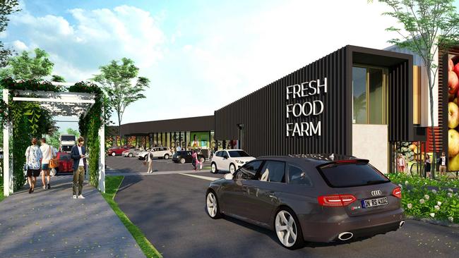 Artist's impression of the proposed Ashmore Markets centre, which was expected to include a 2700sq m Harris Farm Markets store.