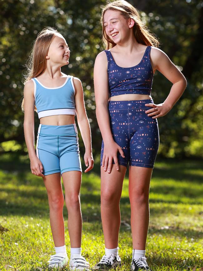 Mahoney’s goal was to dress her daughters for gymnastics in something comfortable, lightweight, and not necessarily sparkly purple. Picture: Justin Lloyd