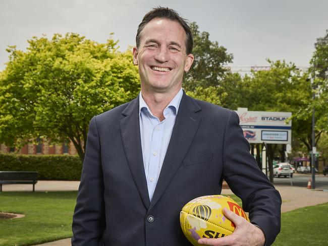 AFL CEO Andrew Dillon outside Prospect Oval, launching the Gather Round fixture, Sunday, Nov. 12, 2023. Picture: Matt Loxton