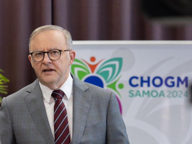 Australian Prime Minister Anthony Albanese speaks at CHOGM in Apia, Samoa. Picture: X