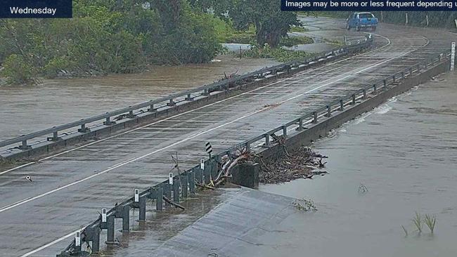 The Mulgrave River a short time ago was lapping at the Peets Bridge. Picture: Supplied