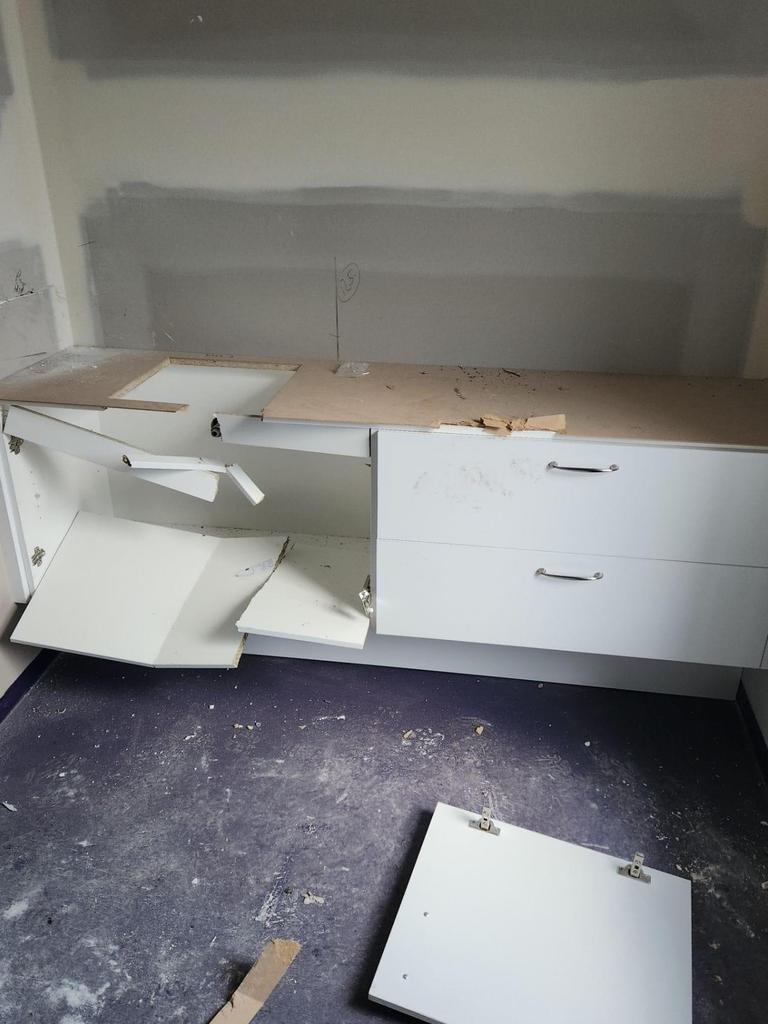 This set of drawers was found destroyed.