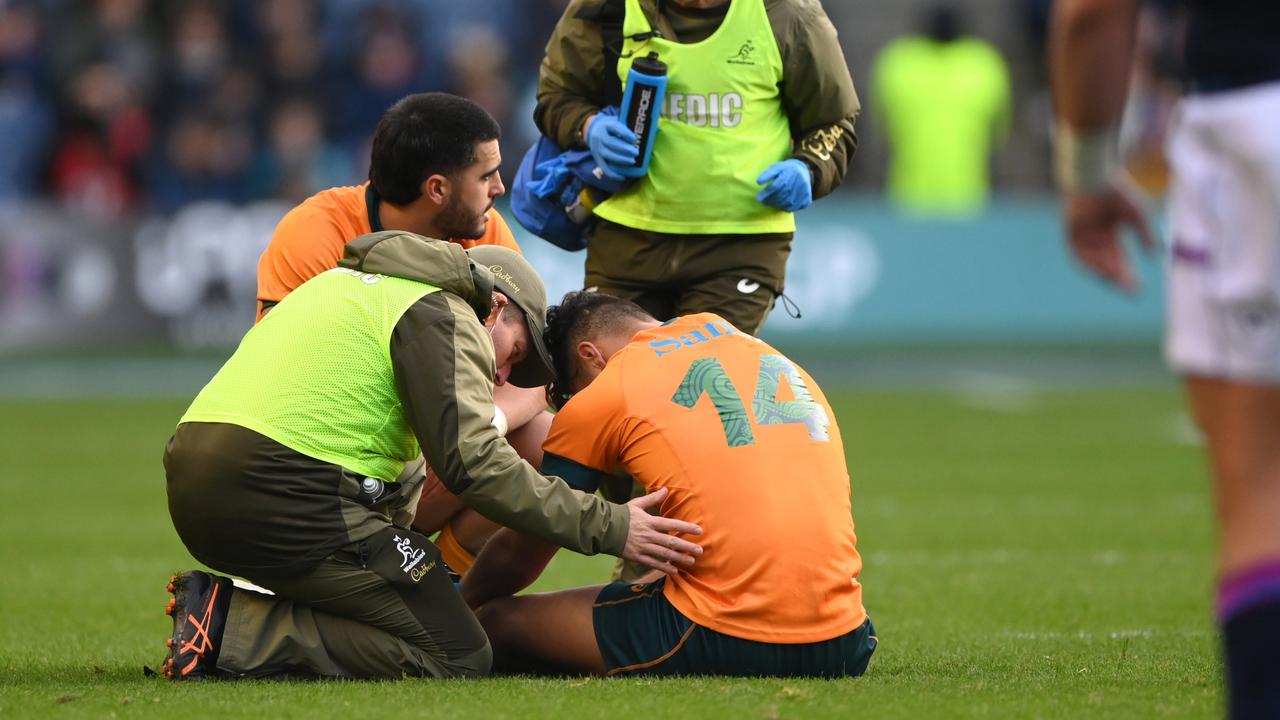 Jordan Petaia injured his hamstring in Edinburgh. Picture: Stu Forster/Getty Images