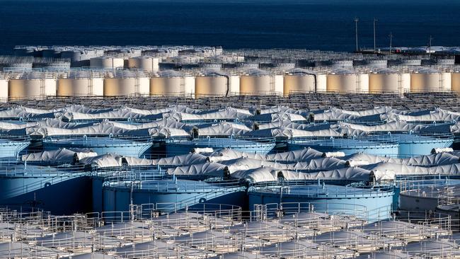 The tanks at the Fukushima site hold enough water to fill 500 Olympic-sized swimming pools. Picture: Philip Fong/AFP.