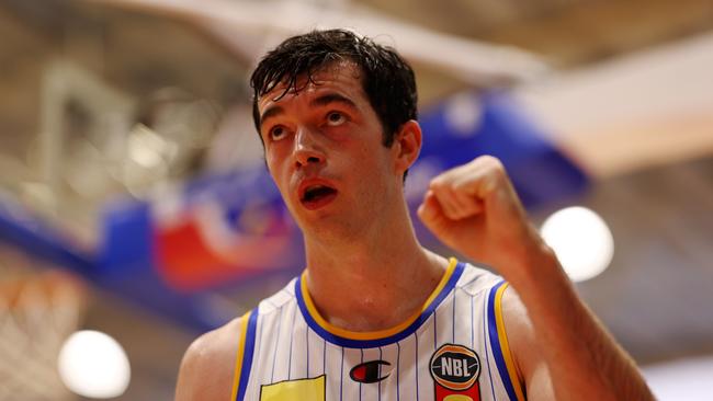 GIPPSLAND, AUSTRALIA – JANUARY 11: Josh Bannan of the Bullets celebrates after scoring points during the round 16 NBL match between South East Melbourne Phoenix and Brisbane Bullets at Gippsland Regional Indoor Sports Stadium, on January 11, 2025, in Gippsland, Australia. (Photo by Mike Owen/Getty Images)