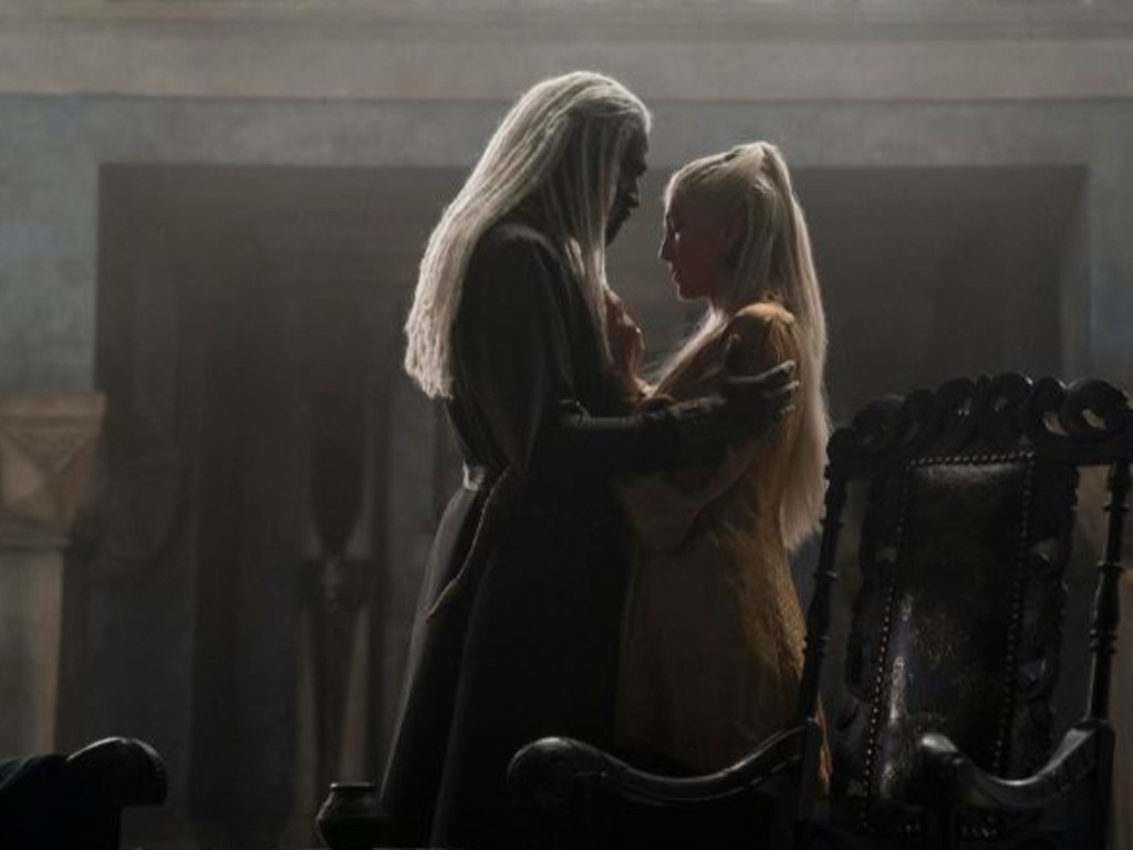 Steve Toussaint and Eve Best star as Lord Corlys Velaryon and Princess Rhaenys Targaryen in House of the Dragon. Picture: HBO