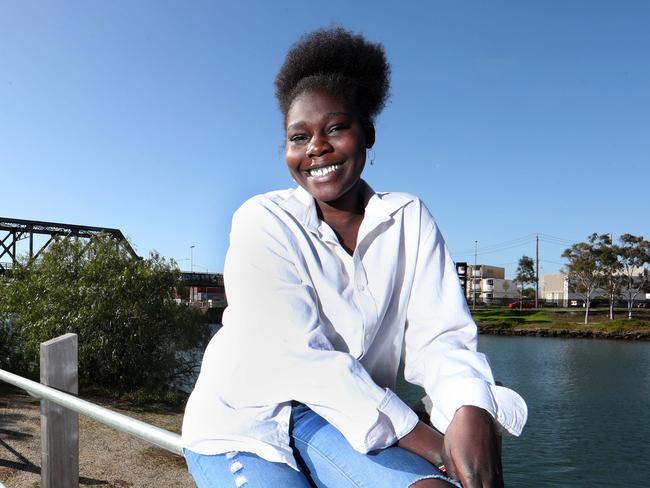 19/07/2018  Arec Athum, 20,  at a park in Footscray.  She is  participating in a program for "at risk children" in Melbourne's  west. Picture : David Geraghty / The Australian.