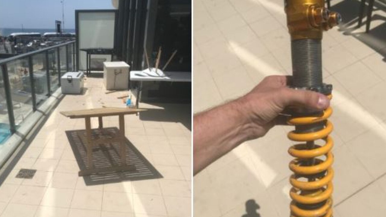 A shock absorber from Scott McLaughlin's car was allegedly found on a balcony. (CREDIT: Speedcafe.com)