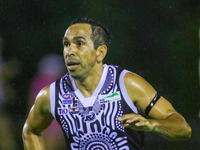 Eddie Betts makes his debut for Palmerston against Nightcliff at Cazaleys Oval. Picture: Glenn Campbell