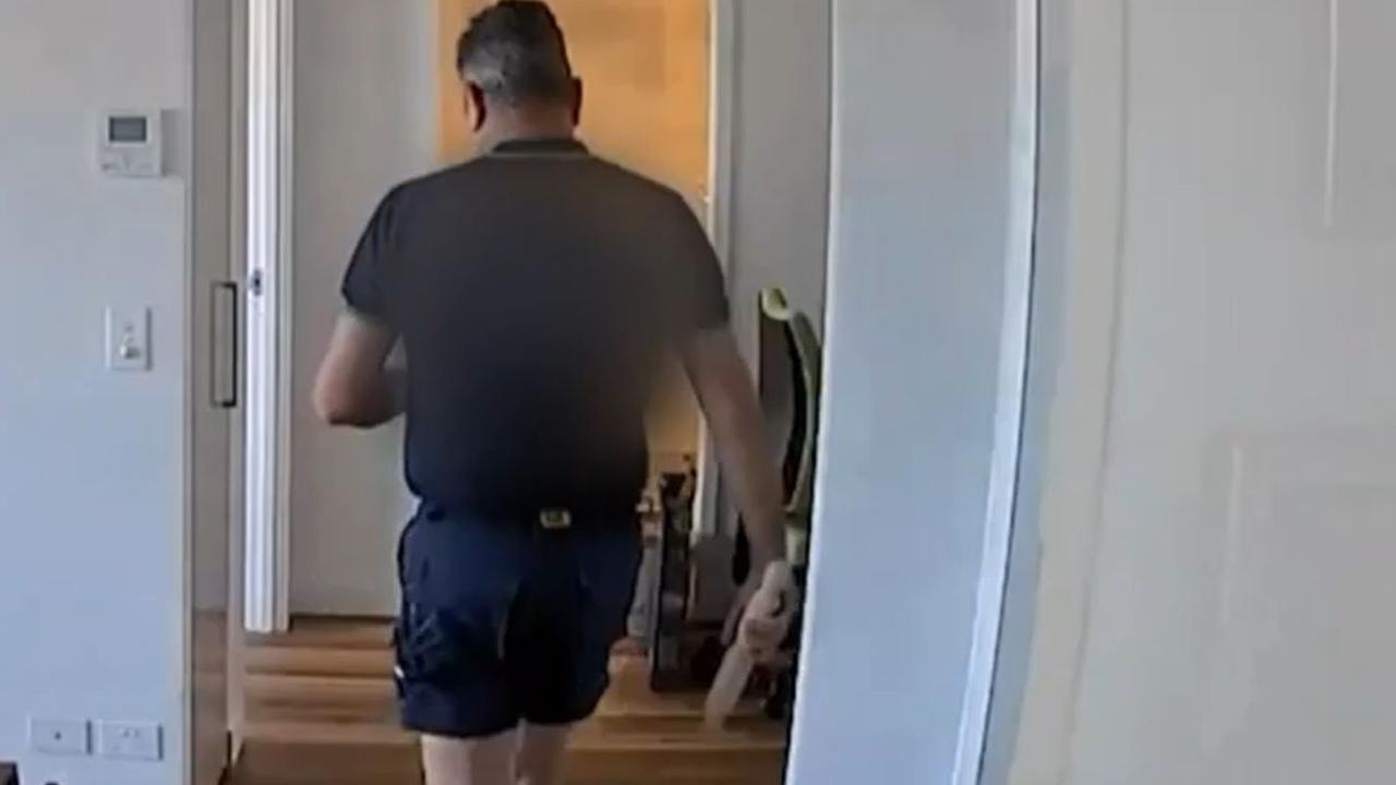 The man grabbed a rolling pin from the woman's kitchen drawer before taking it to the bathroom. Picture: Channel 9 / Nine News