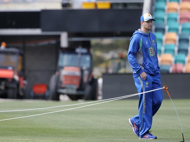 CRICKET: Wednesday 9th November 2016, Blundstone Arena: Australian batsman Adam Voges walks around Blundstone Arena. Picture: LUKE BOWDEN