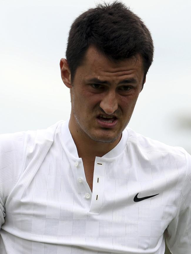 In his post-match interview Tomic pondered whether he would ever muster the motivation to fulfil his talent. Picture: AP