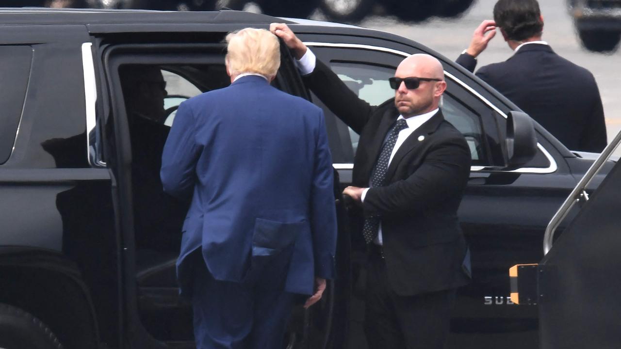 Former US President and 2024 hopeful Donald Trump disembarks his plane "Trump Force One" on arrival in Arlington, Virginia. Picture: Olivier Douliery/AFP