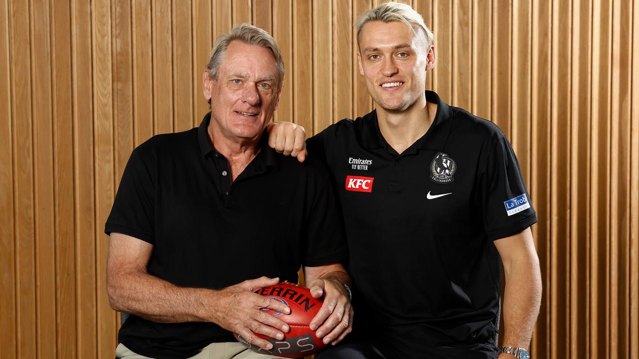 Peter and Darcy Moore could meet again on the AFL premiership dais. (Photo by Michael Willson/AFL Photos via Getty Images)