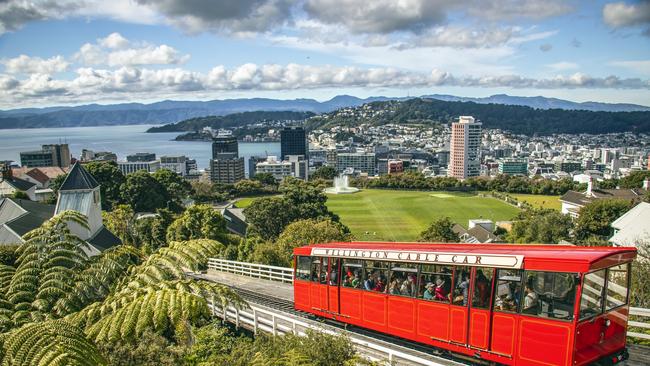 The Wellington Cable Car is a funicular railway in Wellington, New Zealand, between Lambton Quay, the main shopping street, and Kelburn, a suburb in the hills overlooking the central city, rising 120m over a length of 612m. The one-way trip takes approximately five minutes. Picture: iStock