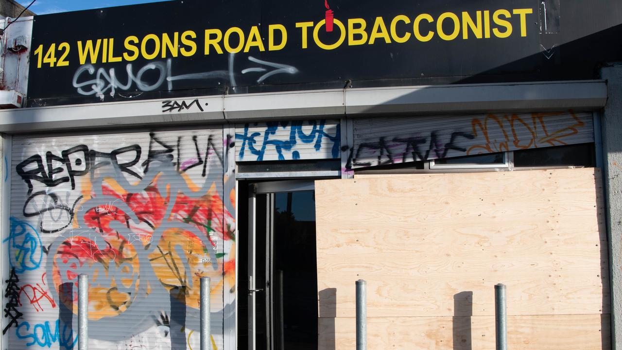 Tobacconist on Wilsons Rd that was destroyed. Picture: Brad Fleet