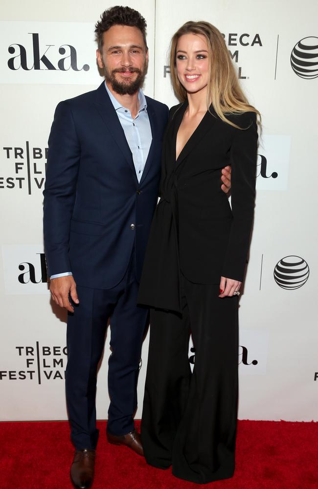 James Franco and Amber Heard attend the premiere of "The Adderall Diaries" during the 2015 Tribeca Film Festival at BMCC Tribeca PAC on April 16, 2015 in New York City. (Photo by Jemal Countess/Getty Images for the 2015 Tribeca Film Festival)