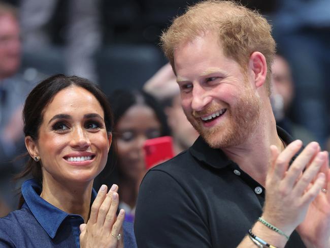 DUESSELDORF, GERMANY - SEPTEMBER 15: Meghan, Duchess of Sussex and Prince Harry, Duke of Sussex attend the sitting volleyball finals at the Merkur Spiel-Arena during day six of the Invictus Games DÃÂ¼sseldorf 2023 on September 15, 2023 in Duesseldorf, Germany. Prince Harry celebrates his 39th birthday today. (Photo by Chris Jackson/Getty Images for the Invictus Games Foundation)