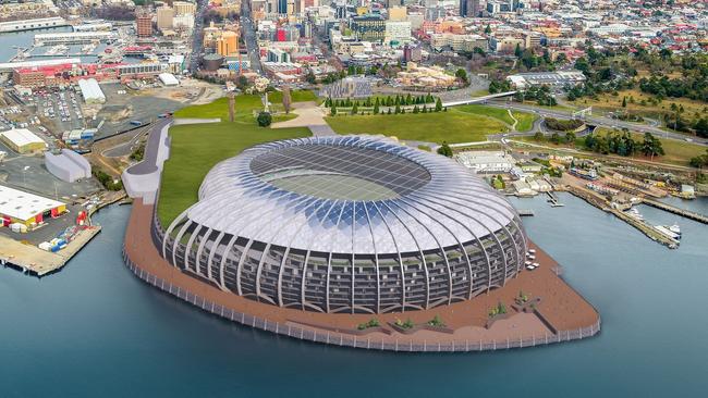 Macquarie Point Stadium 2.0 shown from above. Picture Stadia Precinct Consortia