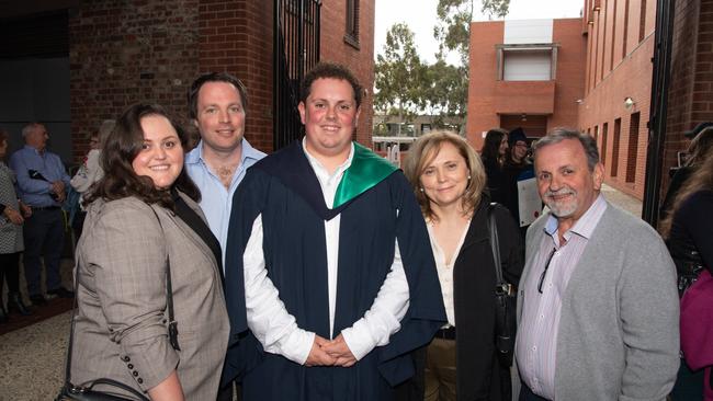 03-10-2023 Deakin University education graduations at the waterfront campus. Natali Klasevski, Eamon McGuire, Alexander Klasevski, Cveta Klasevski and Zoran Klasevski