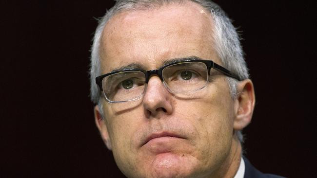 FILE - In this May 11, 2017 file photo, then-acting FBI Director Andrew McCabe listens during a Senate Intelligence Committee hearing on Capitol Hill in Washington. FBI Deputy Director Andrew McCabe is leaving his position ahead of a previously planned retirement this spring.  Two people familiar with the decision described it to The Associated Press on condition of anonymity Monday. The move is effective Monday. (AP Photo/Jacquelyn Martin)