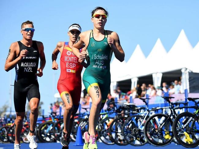 Triathlete Jayden Schofield competing in the Junior World Triathlon Championships on the Gold Coast in 2018. Schofield will be making use of the new high performance training facility that opened at Narrabeen on Monday. Picture: Facebook (Sydney University Athletic Cub)