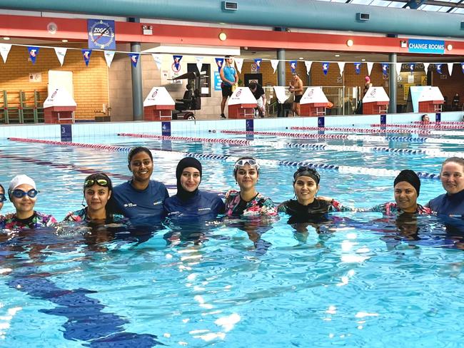 Not-for-profit organisation 'Afghan Women on The Move' provides free swimming lessons to newly arrived refugee women in Sydney's southwest. Picture: Inasha Iftekhar