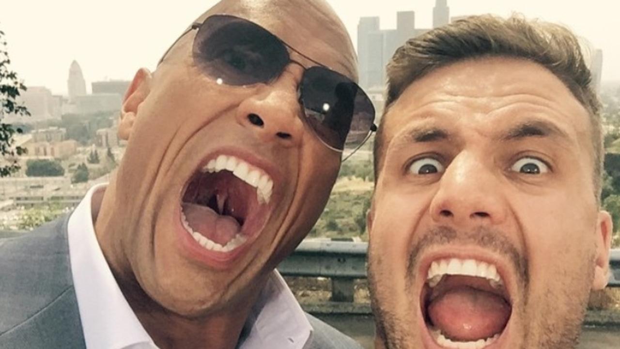 Beau Ryan with movie superstar Dwayne "The Rock" Johnson.