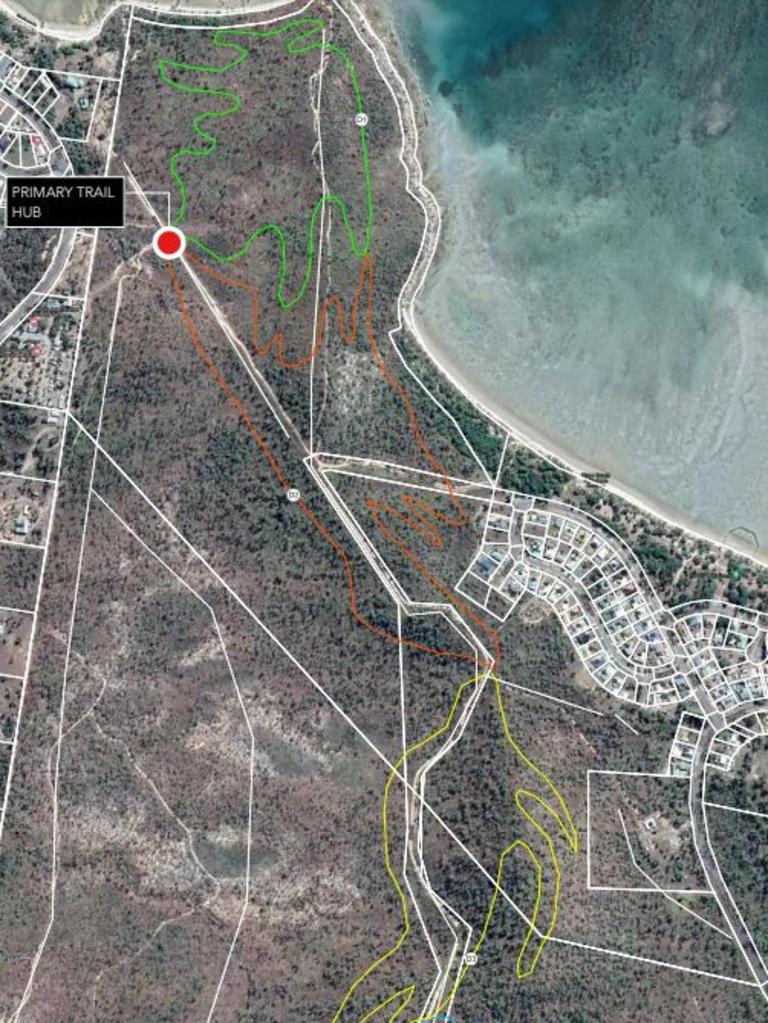 Overview map prepared by Dirt Art of proposed mountain bike trails at Dingo Beach as part of the Whitsunday Trails Concept Plan. Photo: Dirt Art