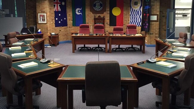 Lismore mayor Jenny Dowell posted this photo of the empty Lismore City Council chambers with her Facebook message.