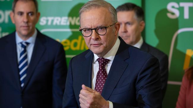 Prime Minister Anthony Albanese campaigning in Brisbane on Saturday. Picture: Jason Edwards/NewsWire