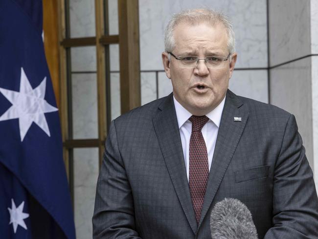 CANBERRA, AUSTRALIA-NCA NewsWire Photos AUGUST 10 2020Prime Minister Scott Morrison with Brendan Nelson during a press conference at Parliament House in Canberra.Picture: NCA NewsWire /Gary Ramage