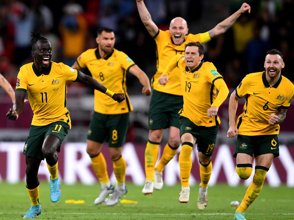 The Socceroos’ celebrations are far from over. Picture: Joe Allison/Getty Images
