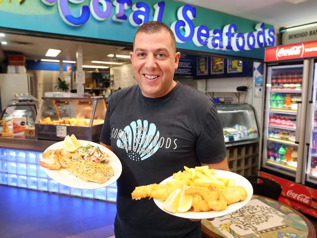 Best of the Gold Coast Fish and Chips Winner. Fresh Coral Seafoods. Owner Platon Kaplanidis. Photo by Richard Gosling