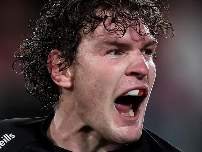 SYDNEY, AUSTRALIA - SEPTEMBER 28:  Liam Martin of the Panthers celebrates scoring a try during the NRL Preliminary Final match between the Penrith Panthers and the Cronulla Sharks at Accor Stadium on September 28, 2024 in Sydney, Australia. (Photo by Matt King/Getty Images)