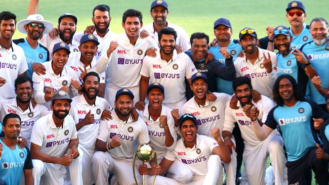 The photo that sums up the team dynamic that led India to one of the greatest triumphs in Test history Picture: AFP