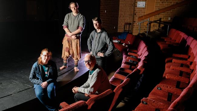 Zepheryn Rosewood, Ashley Dunn, Harry Dewar and Ryan Henshaw from drama group Squadron of Fools at The Hopgood Theatre. Picture: AAP/Morgan Sette