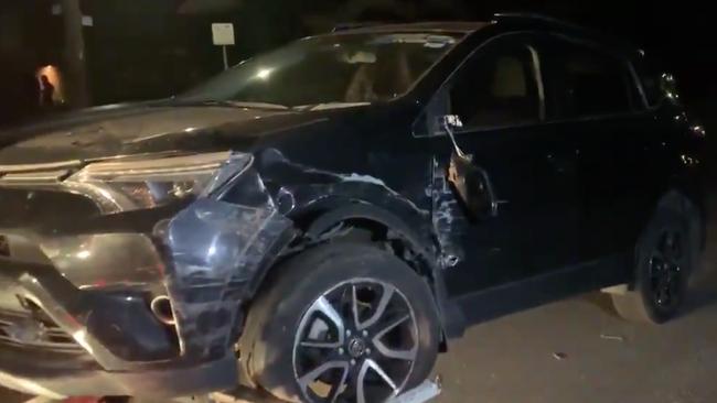 Lachie Hunter crashed into four parked cars on Thursday night. Picture: Supplied