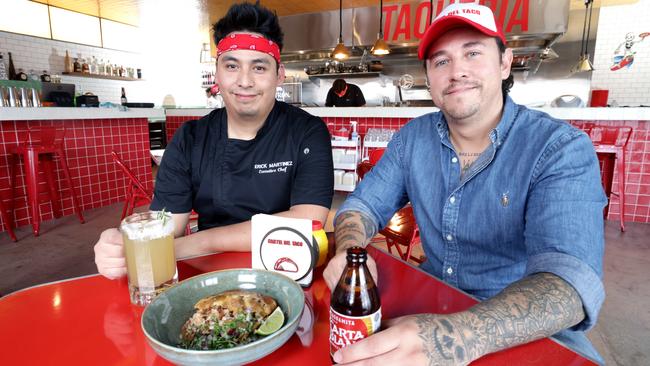 L to R, Erick Martinez the Owner, Marco Ramirez the Owner, exclusive first look at Cartel Del Tacos new venue in New Farm., on Friday 21st February 2025 - Photo Steve Pohlner