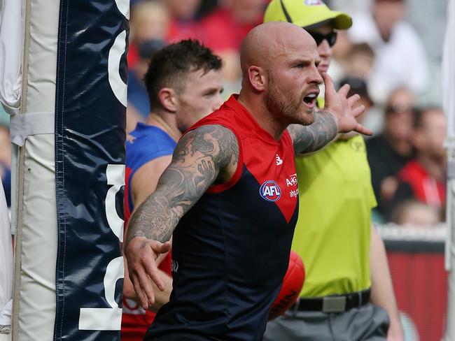 Nathan Jones appeals for a deliberate behind. Picture: Wayne Ludbey