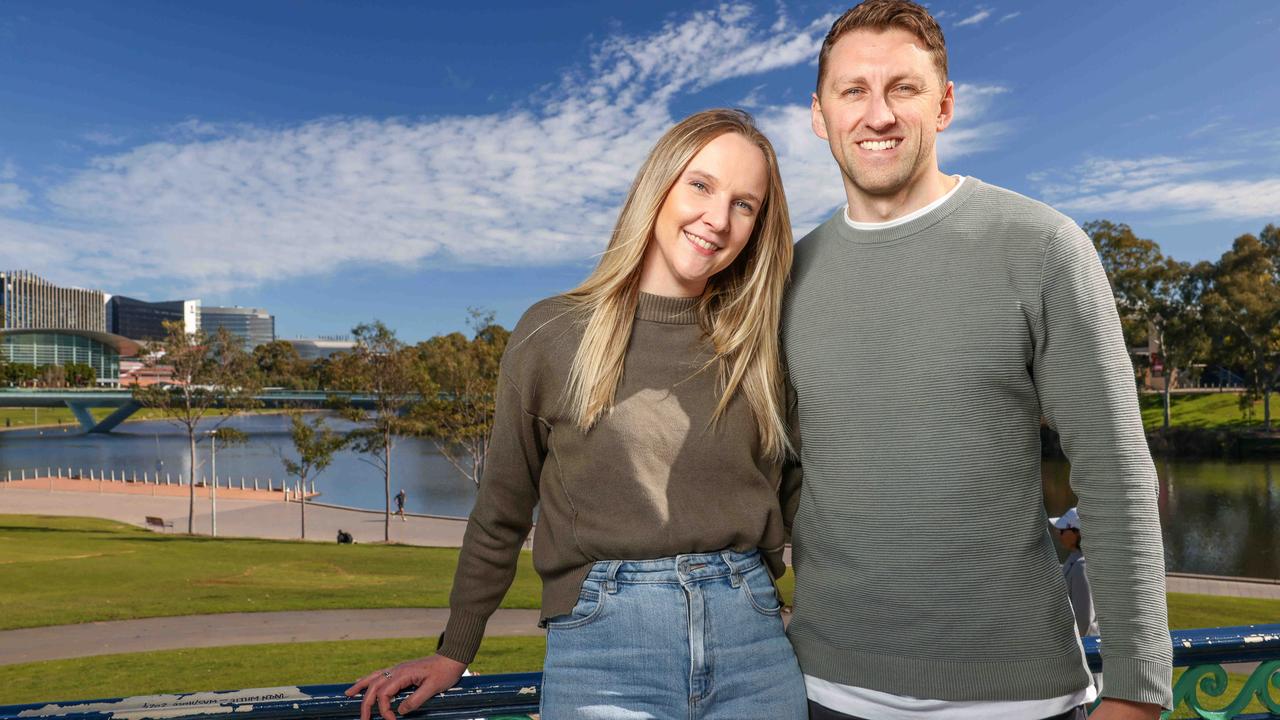 Kelly Spanos and partner Dylan Hicks have welcomed the move to scrap stamp duty, saying it will help pave the way towards home ownership. Picture: Russell Millard